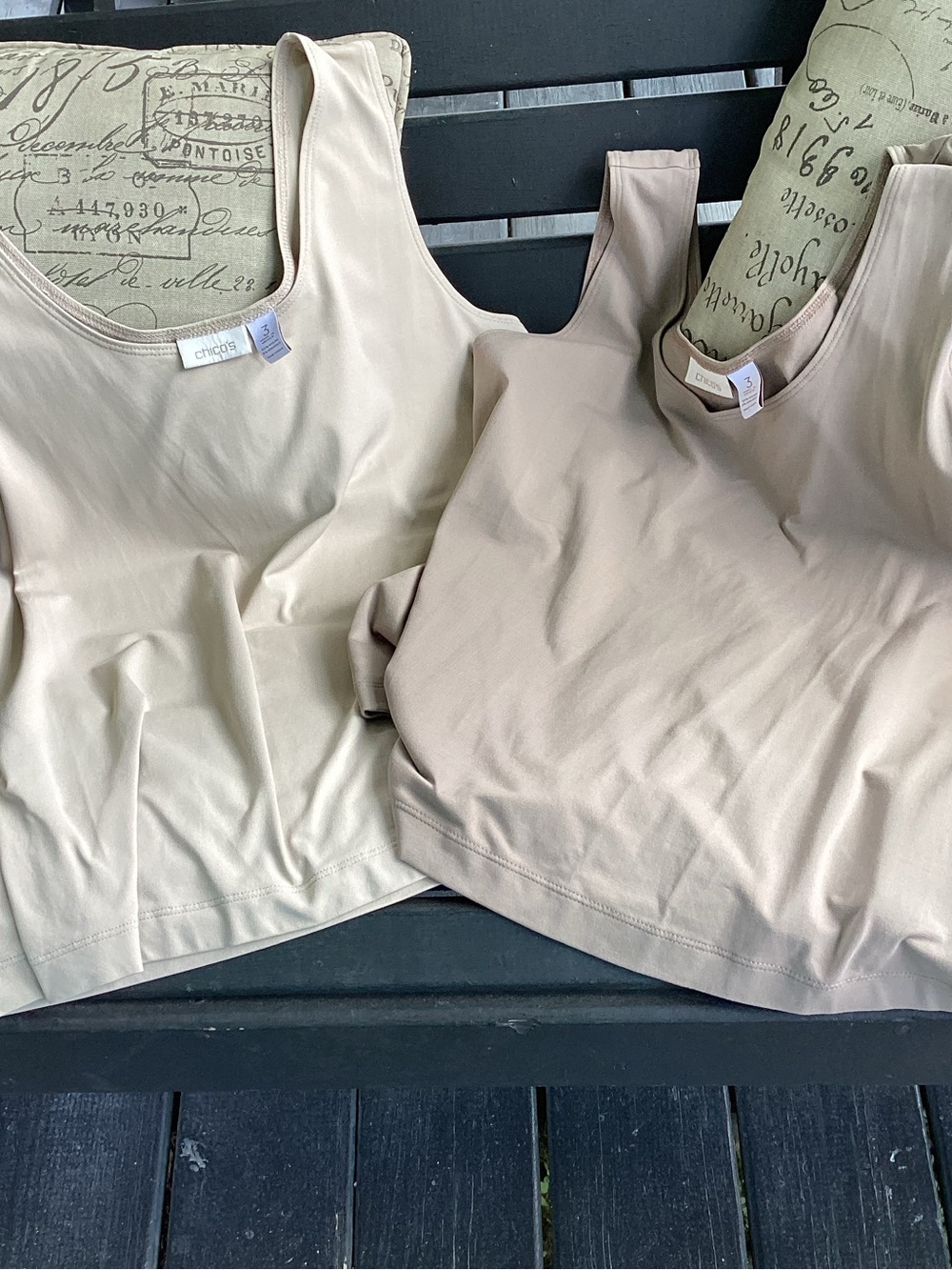 Chico's Lightweight Scoop Neck Tank Duo in Cream & Tan